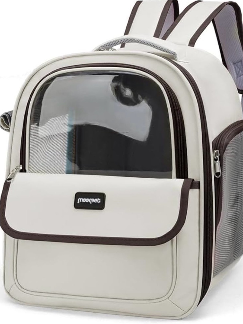BRAND NEW Moorpets Clear-Window Pet Backpack Carrier in Cream and Brown